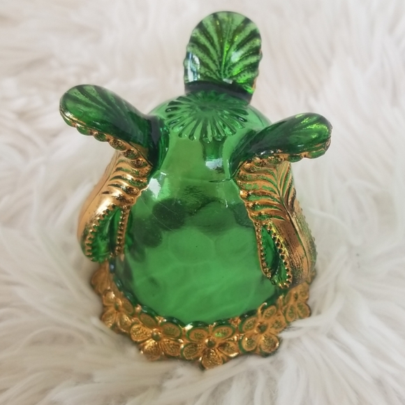 Antique EAPG Emerald Green Gold Gilded Toothpick Holder - Picture 2 of 8